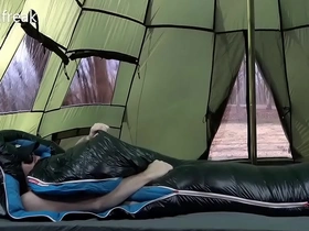 Humping thick and puffy down sleepingbag in my tent