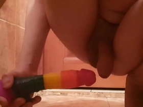 Sasha earth fucks her ass with sex toys in the bathroom