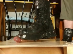 Erotic cock stomping with new rock boots hd