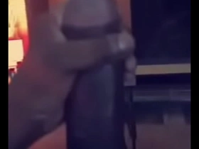 Cjrob stroking his monster black cock