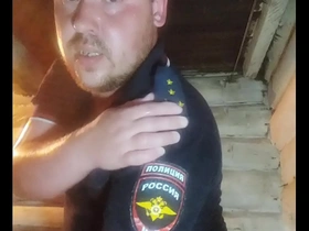 A cop with a huge ass uses a banana in the wrong way))) big ass, tattoos, anal sex