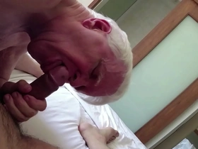 Horny grandpa continues to suck 38 year old str8 man like his gf doesn't