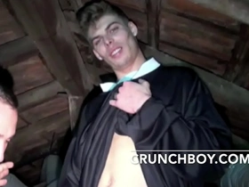 Sexy straight boy muscle from bordeaux fucked by the priest at the church