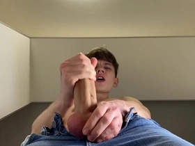 Big dick in tight blue jeans & skinny boy shoot creamy load on your face