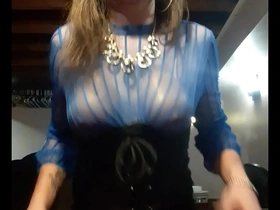 Sissy jade cumming in a corset dress