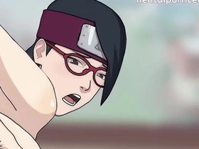 Adult sarada has sex with naruto, she rides the hokage's dick