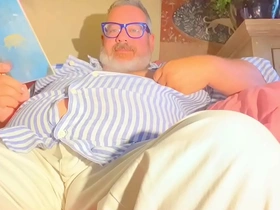 Fat english professor gets naked and shows his fat ass and cums