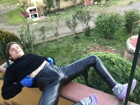 Smoking fetish in leather pants ️️️