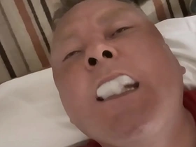 Swallowing a load straight from his cock